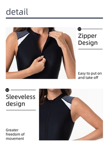 Detailansicht Damen Sportbadeanzug mit Reißverschluss vorne und ärmellosem Design