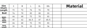 Size guide table for women's two-piece swimsuit showing S to XXL dimensions in centimeters