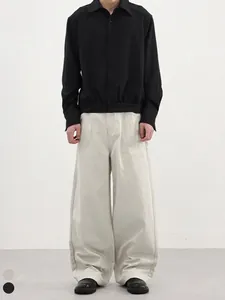 Pantalon Cargo Homme Rétro Américain Couleur Unie Jambe Large Droit Décontracté Pantalon pour Jeunesse Streetwear Travail