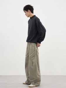 Ensemble homme sweat demi-zip bleu marine et pantalon cargo à coupe décontractée