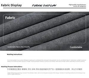 Detailed macro view of heavy dark grey twill cotton fabric texture and washing instructions