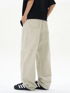 Classic loose fit khaki straight leg chinos for men featuring a relaxed streetwear style