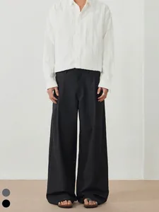 Pantalons Décontractés pour Hommes à Jambes Larges Couleur Unie Drapé Droit Ample Pantalon Business Casual Taille Haute Ample