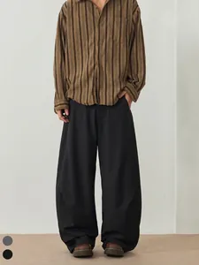 Men Casual Wide Leg Pants Streetwear Black Gray Drape Straight Trousers Minimalist Loose Fit Non-Iron Pants For Men Women