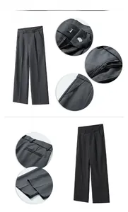Detail view of water-resistant pleated trousers with cool fabric and loose straight fit