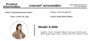 Size chart for men's straight pants in gray, brown, and black from S to 2XL
