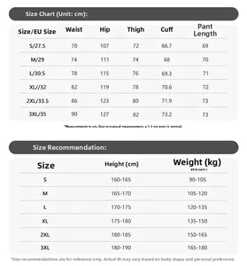 Detailed size guide for men's loose denim shorts with waist and hip measurement chart