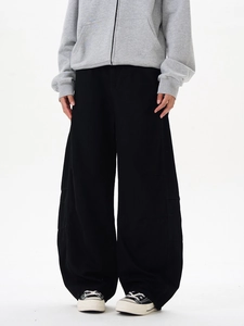 Pantalon large rétro noir pour homme coupe banane avec sweat à capuche gris chiné