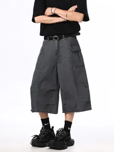Men's American Vintage Cotton Cargo Shorts Straight Leg Seven-point Pants Multi-pocket Streetwear Casual Summer Shorts