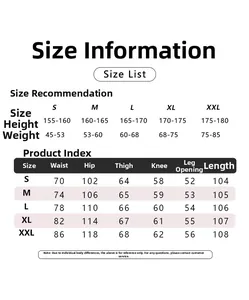 Detailed size chart for American vintage cargo pants including S to XXL dimensions