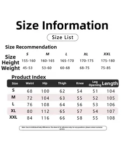 Detailed size chart for white flared casual pants showing height weight and measurements