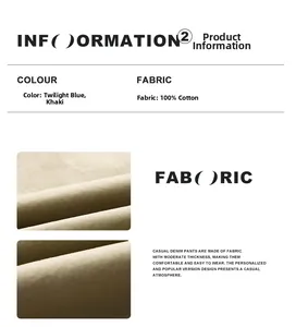 Macro texture details of 100% cotton fabric for vintage khaki and blue cargo pants
