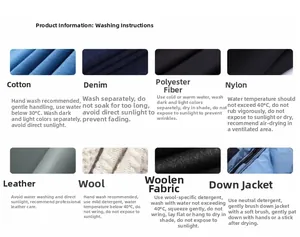 Detailed fabric care guide for vintage streetwear denim pants with washing instructions
