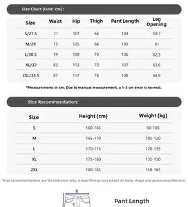 Detailed sizing guide and chart for summer casual wide-leg pants with waist and hip measures