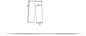 Technical size guide for straight leg casual pants showing waist and hip measurements
