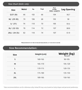 Detailed size chart for high street banana pants showing waist and hip measurements