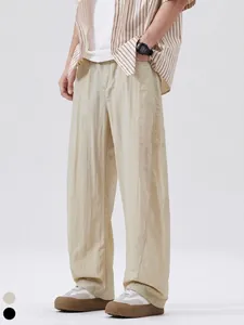 Herren High Street Lockere Gebogene Hose Schnelltrocknend Lyocell Mischung Weites Bein Freizeithose Sommer Streetwear Mode