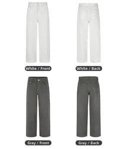 Vorder- und Rückansicht der weißen und dunkelgrauen locker sitzenden Jeanshose