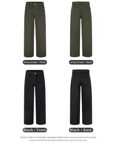 Vorder- und Rückansicht der weiten Relaxed-Fit-Jeans in Armeegrün und klassischem Schwarz