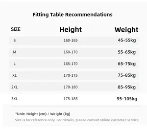 Detailed size chart for men's vintage cargo pants covering S to 3XL with height and weight