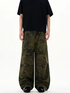 American High Street Camouflage Cargo Pants Men's Loose Baggy Wide Leg Outdoor Casual Trousers Camo Printed Cotton Pants