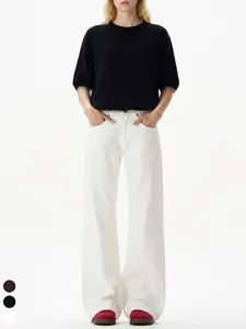 Men Maillard High Street Flared Pants Loose Wide Leg Casual Floor Length Trousers Cotton Blend Denim Pants With Rivets
