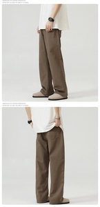 Dettaglio dei pantaloni retrò marrone scuro a gamba larga in cotone twill di alta qualità