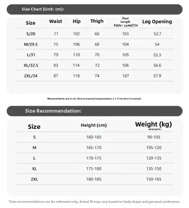 Detailed size chart for vintage cotton pleated casual pants ranging from S to 2XL