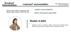 Detailed size chart and fabric specs for vintage cargo pants in heavy canvas material