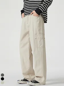 Men American Vintage High Street Cargo Pants Loose Straight Multi Pocket Cotton Casual Work Trousers Streetwear Bottoms