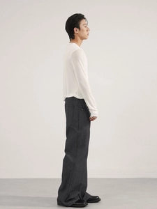 Men's stylish wide-leg vertical striped trousers with high drape and loose straight fit