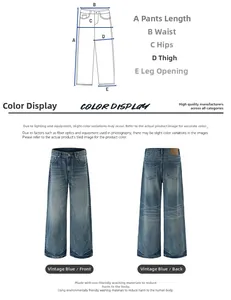Guide des tailles pour jeans évasés bleu vintage avec délavage à moustaches naturel