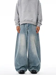 Vintage Washed Wide Leg Jeans Men Women Oversized American Streetwear Loose Denim Trousers Retro High Street Fashion Pants