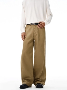 Pantalon chino kaki pour homme avec jambe droite large et style classique cleanfit