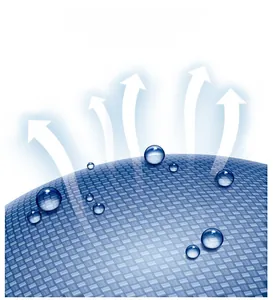Macro shot of breathable ice silk fabric with cooling cross-weave texture and air flow