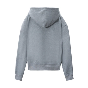 Classic gray zip-up hoodie featuring a knit texture and ribbed cuffs on a white background
