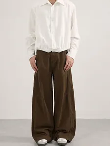 Men's American Retro Deconstructed Curved Leg Jeans Loose Wide Leg Cotton Denim Pants Vintage Washed Casual Streetwear Trousers