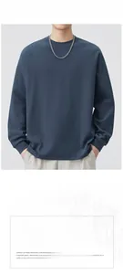 Detail of navy blue long sleeve sweatshirt featuring raglan sleeves and soft brushed fabric