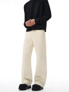 Jeans Uomo American High Street Cleanfit Micro Flare in Puro Cotone Casual a Gamba Dritta Pantaloni Denim Tinta Unita Lunghi