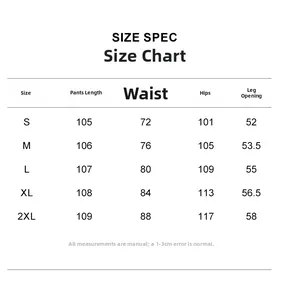 Größentabelle von S bis 2XL für Vintage Wide-Leg Jeans im geraden Schnitt für Herren