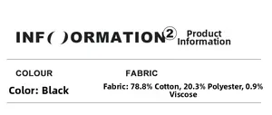 Détails de composition du tissu 78,8 % coton et 20,3 % polyester sur une étiquette noire