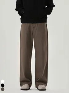 Pantaloni Jeans da Uomo American High Street Gamba Larga Foderati in Pile Maillard Retro Larghi Dritti in Denim Invernali Caldi