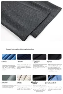 Detail guide of fabric care and washing instructions for striped texture casual pants