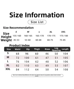 Detailed size chart for washed stretch flared trousers including height and weight guide