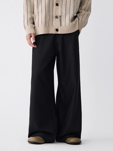 Herren Vintage Stoffhose in Schwarz mit geradem Bein und hochwertigem, weichem Fall