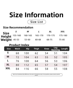 Size chart for vintage washed trousers showing waist, hip, and length measurements in cm