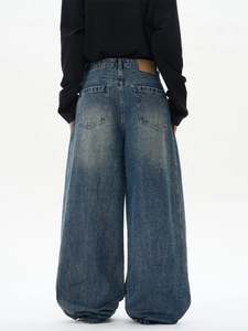 Jean large délavé pour homme avec coupe oversize et poches arrière de style streetwear