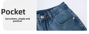 Detail view of denim jeans featuring metal button, belt loops, and front pocket design
