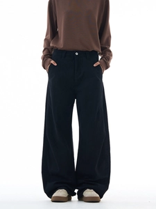 Schwarze Herren-Retro-Hose im weiten Schnitt, lässige Bananenhose im Workwear-Stil