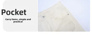 Detail of the cargo pocket and silver metal button on off-white workwear trousers